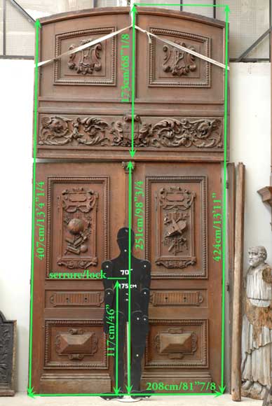 19世纪橡木双扇门-16