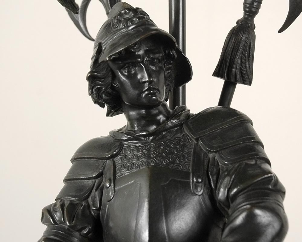让-弗朗索瓦·杰克特 (1796-1844) ：士兵塑像抛光青铜烛台-2