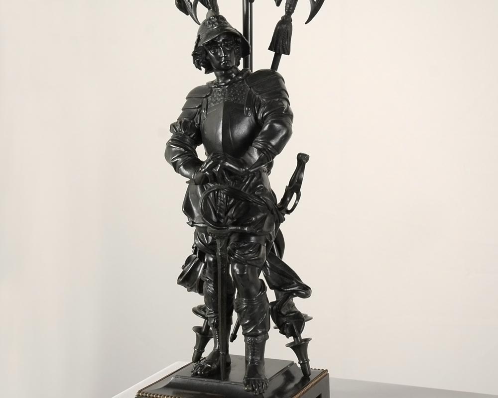 让-弗朗索瓦·杰克特 (1796-1844) ：士兵塑像抛光青铜烛台-5