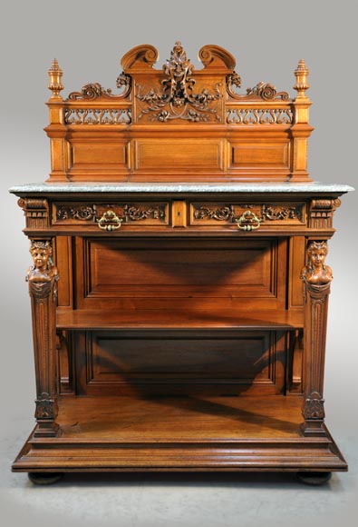 木匠大师威乐(VEROT) - 一套胡桃木雕刻的新文艺复兴风格的餐厅家具-1