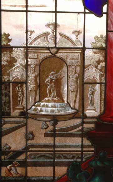 火枪手像彩绘玻璃，比特灵出品，巴黎1883年。-5