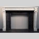 路易十六风格分离式侧柱卡拉拉石制华丽古董壁炉