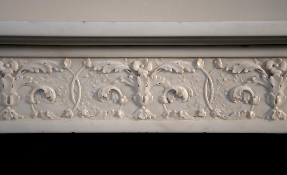 路易十六风格分离式侧柱卡拉拉石制华丽古董壁炉-1