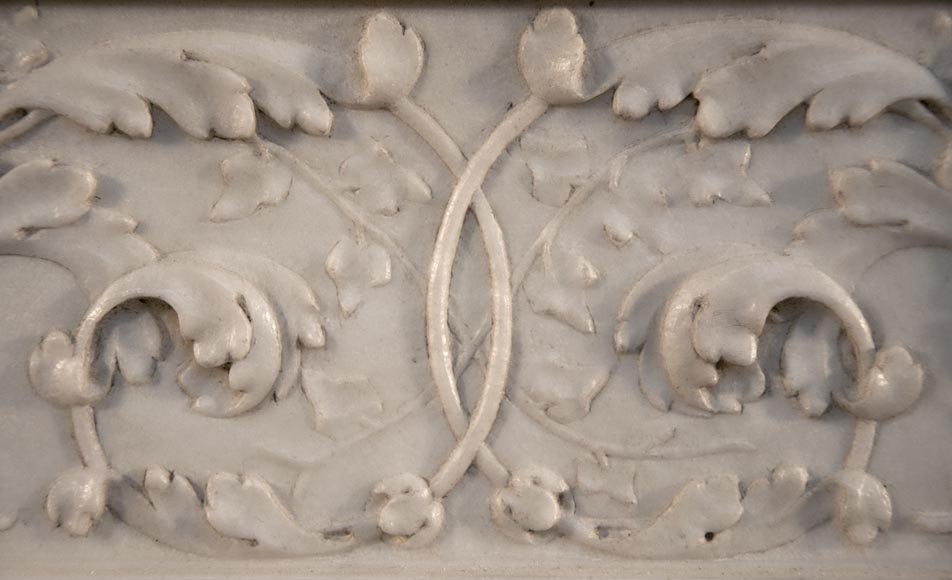 路易十六风格分离式侧柱卡拉拉石制华丽古董壁炉-2