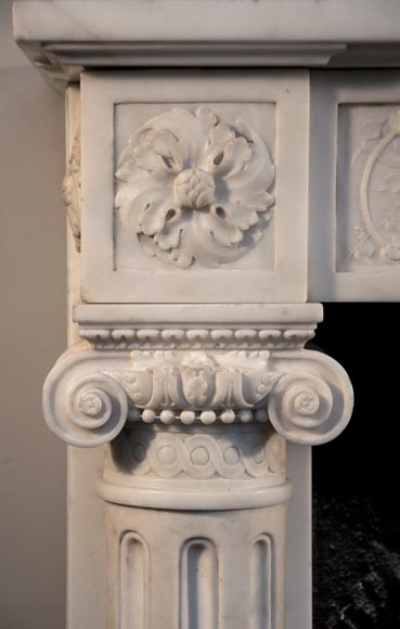 路易十六风格分离式侧柱卡拉拉石制华丽古董壁炉-4