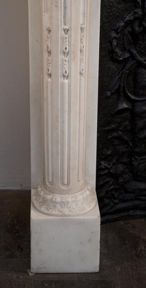 路易十六风格分离式侧柱卡拉拉石制华丽古董壁炉-7