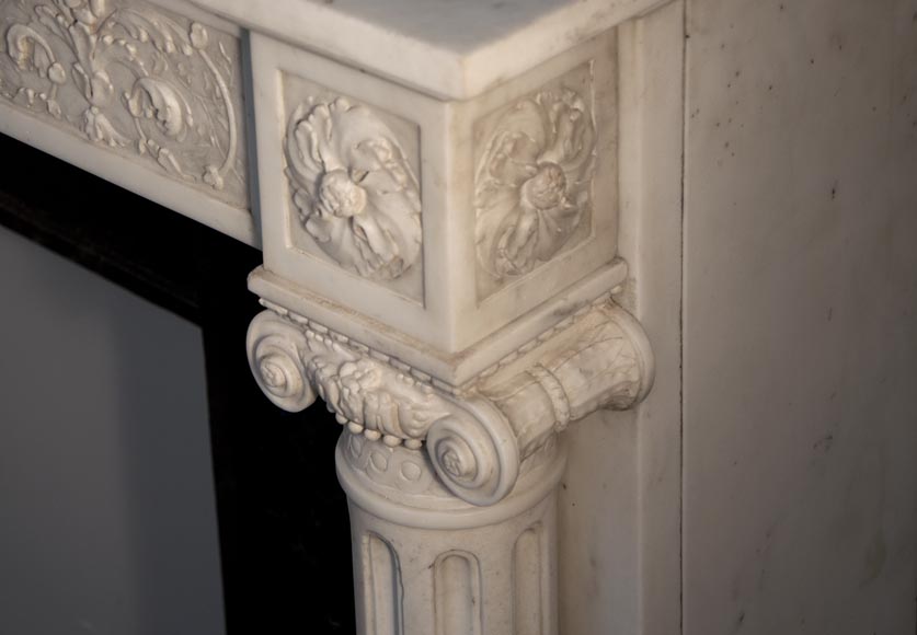 路易十六风格分离式侧柱卡拉拉石制华丽古董壁炉-9
