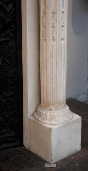路易十六风格分离式侧柱卡拉拉石制华丽古董壁炉-10