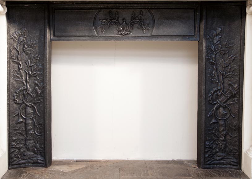 路易十六风格分离式侧柱卡拉拉石制华丽古董壁炉-11