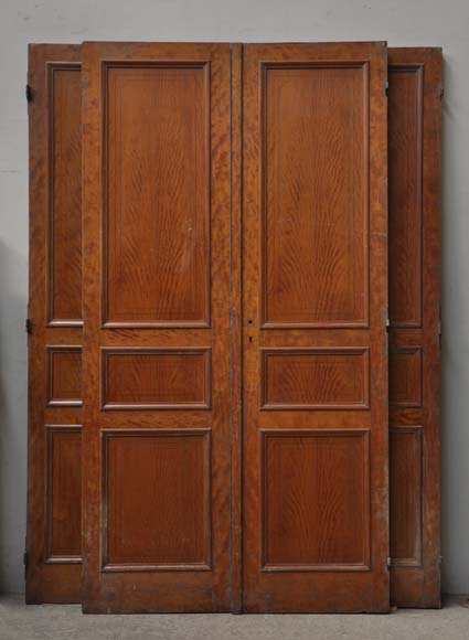 烤漆桃心木嵌丝装饰双扇门和两只单扇门-0