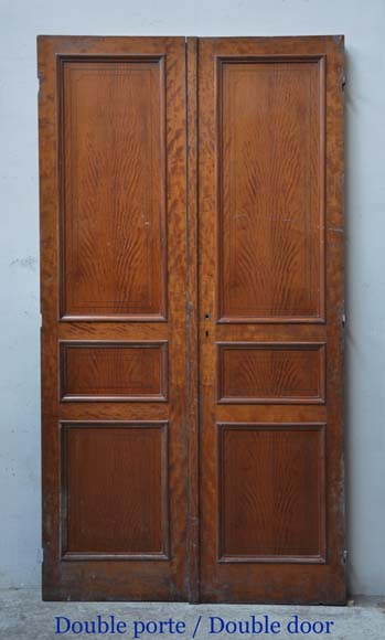 烤漆桃心木嵌丝装饰双扇门和两只单扇门-1