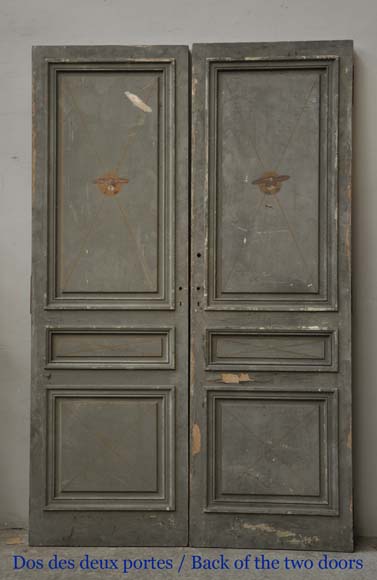 烤漆桃心木嵌丝装饰双扇门和两只单扇门-14