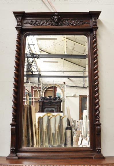 路易十三风格大型墙镜橡木壁炉-1