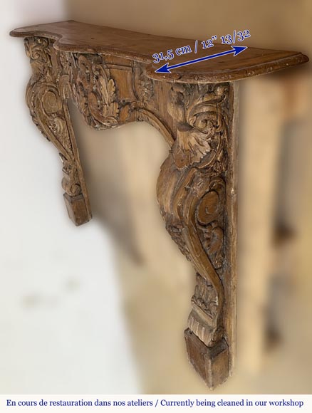 路易十五风格木制古董壁炉，带有精美雕饰-6