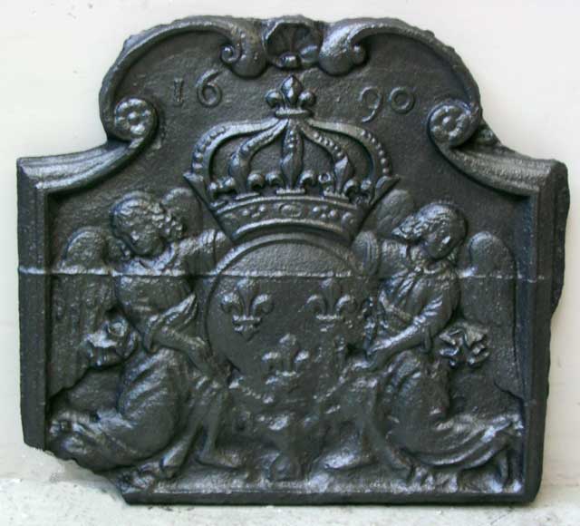 1690年古董壁炉炉板铸件-0