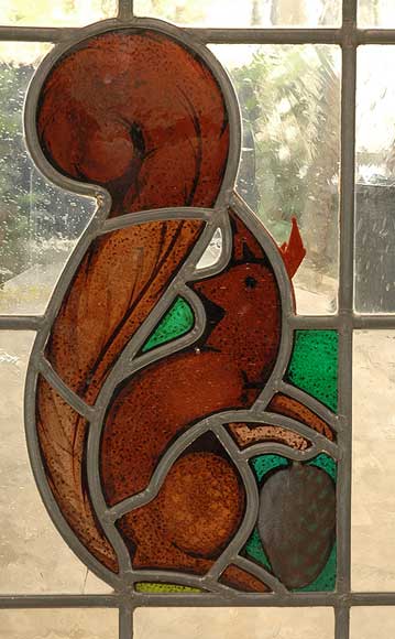松鼠图案彩绘玻璃-6