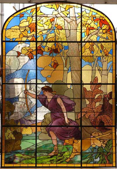 1915年托马斯彩绘玻璃（绘猎人戴安娜）-0