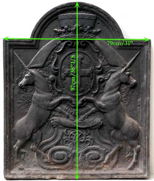 独角兽和Le Peletier家族徽章炉板铸件-9