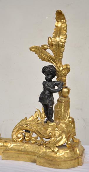 双色铜质非洲儿童古董柴架-5