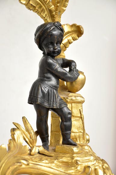 双色铜质非洲儿童古董柴架-6