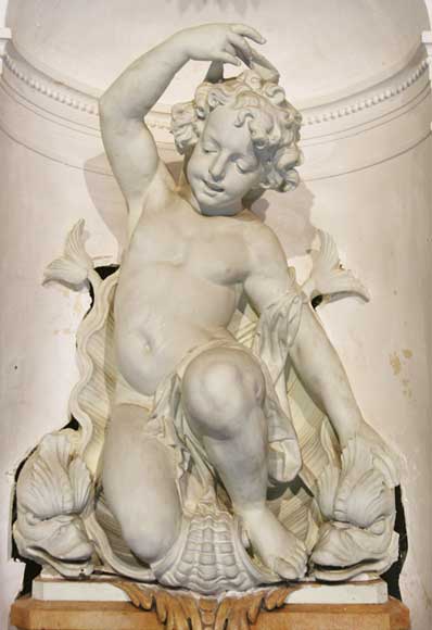 天使雕像龛式喷泉-2