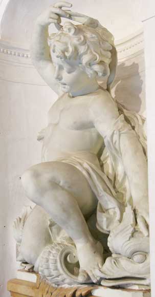 天使雕像龛式喷泉-4