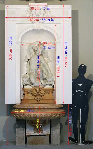 天使雕像龛式喷泉-17