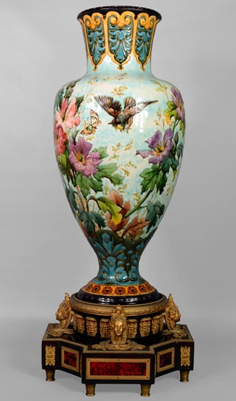 极其漂亮及重要的花瓶，拿破仑三世风格，木质、玳瑁装饰底座-0