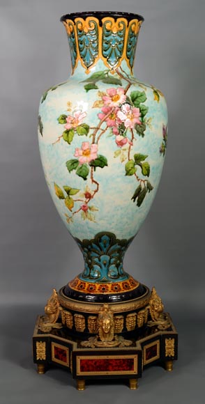 极其漂亮及重要的花瓶，拿破仑三世风格，木质、玳瑁装饰底座-2