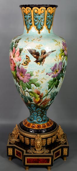 极其漂亮及重要的花瓶，拿破仑三世风格，木质、玳瑁装饰底座-3