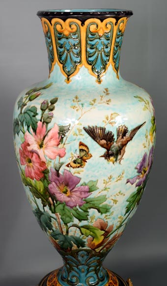 极其漂亮及重要的花瓶，拿破仑三世风格，木质、玳瑁装饰底座-4