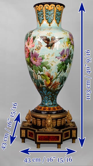 极其漂亮及重要的花瓶，拿破仑三世风格，木质、玳瑁装饰底座-12