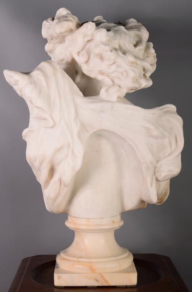 古列尔莫·普吉 （Guglielmo PUGI，1850 - 1915), 白色卡拉拉大理石半身像 《舞蹈天才》 根据让-巴蒂斯特·卡尔波（Jean-Baptiste CARPEAUX）雕塑作品 约1900 年-4