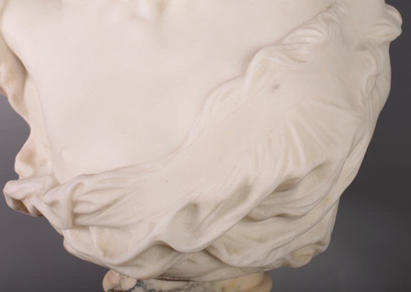 古列尔莫·普吉 （Guglielmo PUGI，1850 - 1915), 白色卡拉拉大理石半身像 《舞蹈天才》 根据让-巴蒂斯特·卡尔波（Jean-Baptiste CARPEAUX）雕塑作品 约1900 年-7