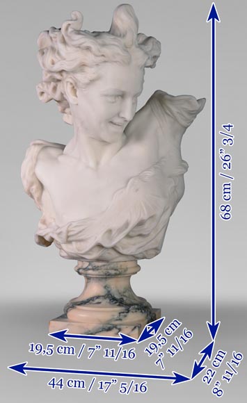 古列尔莫·普吉 （Guglielmo PUGI，1850 - 1915), 白色卡拉拉大理石半身像 《舞蹈天才》 根据让-巴蒂斯特·卡尔波（Jean-Baptiste CARPEAUX）雕塑作品 约1900 年-9