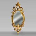 拿破仑三世时期镀金青铜镜，洛可可风格装饰