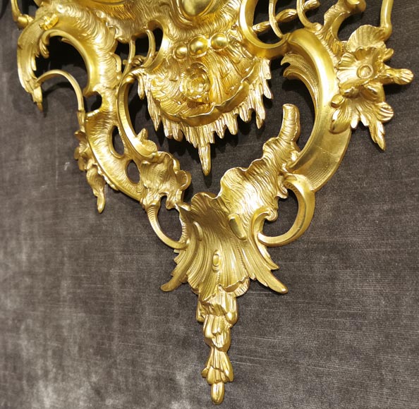 拿破仑三世时期镀金青铜镜，洛可可风格装饰-7