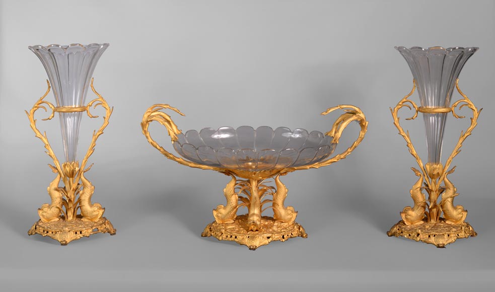 水晶商人克里希（CLICHY）出品，水晶艺术品，镀金青铜配件，19世纪中叶-0