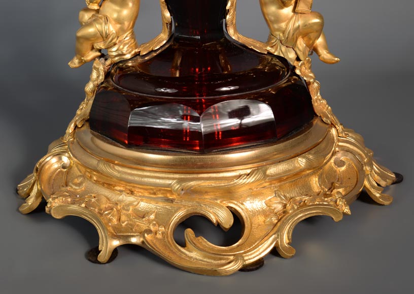 克里希水晶（CRISTALLERIE DE CLICHY ）工坊 红宝石水晶大杯 镶镀金青铜 约1878年-7