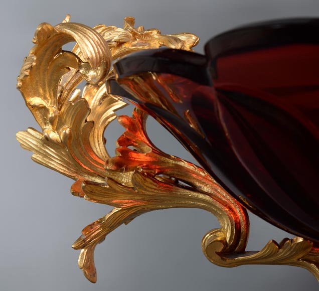 克里希水晶（CRISTALLERIE DE CLICHY ）工坊 红宝石水晶大杯 镶镀金青铜 约1878年-8