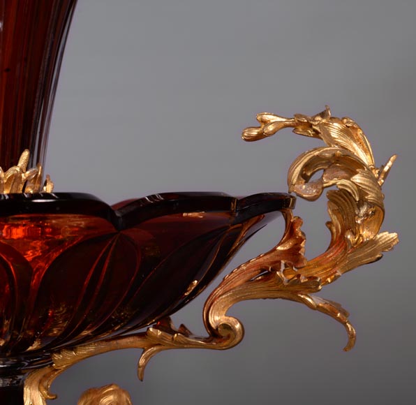 克里希水晶（CRISTALLERIE DE CLICHY ）工坊 红宝石水晶大杯 镶镀金青铜 约1878年-9