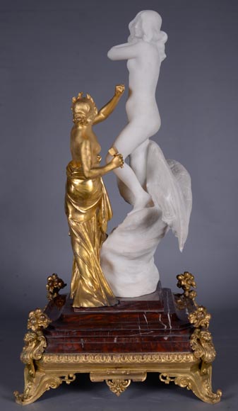 赫柏和朱庇特的鹰，大理石，镀金青铜雕塑-3