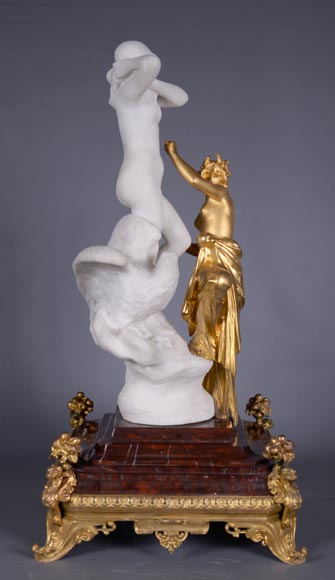 赫柏和朱庇特的鹰，大理石，镀金青铜雕塑-4