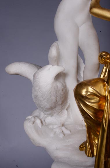 赫柏和朱庇特的鹰，大理石，镀金青铜雕塑-11