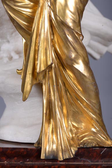 赫柏和朱庇特的鹰，大理石，镀金青铜雕塑-13