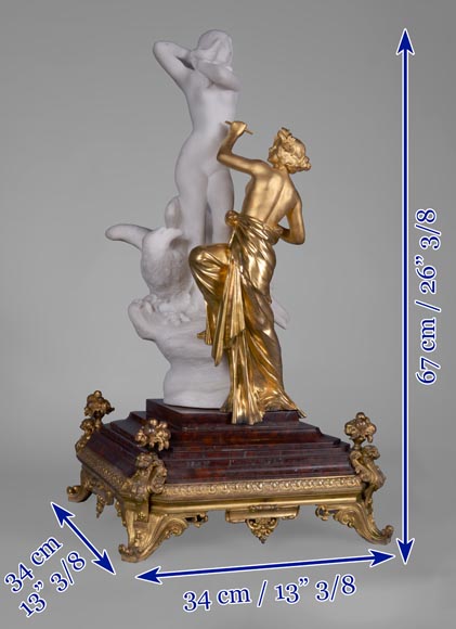 赫柏和朱庇特的鹰，大理石，镀金青铜雕塑-16