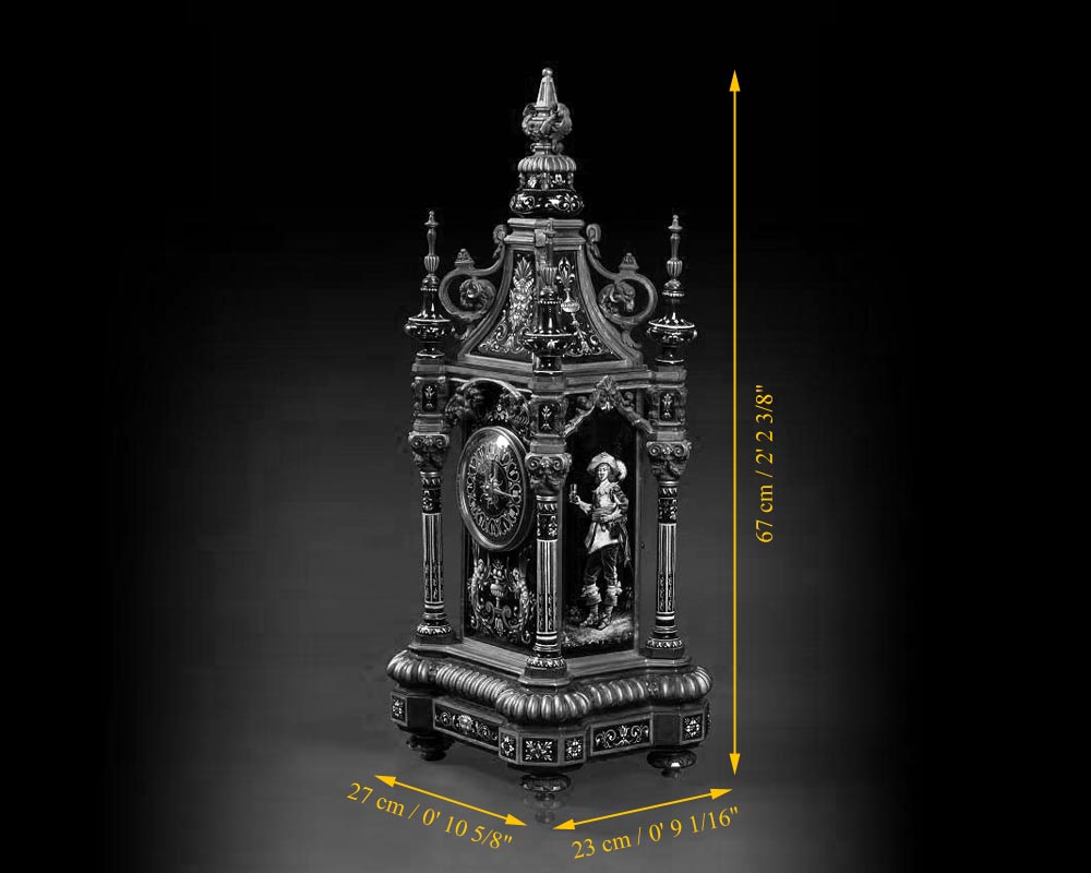 保罗·索瓦耶-珐琅镀金青铜摆钟-6