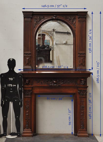 新文艺复兴时期胡桃木雕刻壁炉 木制家具