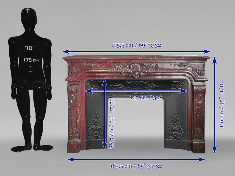 樱桃红大理石摄政时期风格大型壁炉-11